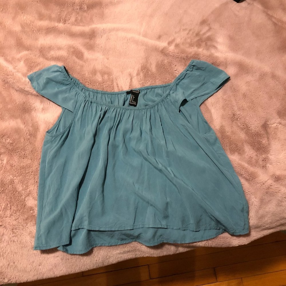Blue off-shoulder tank top